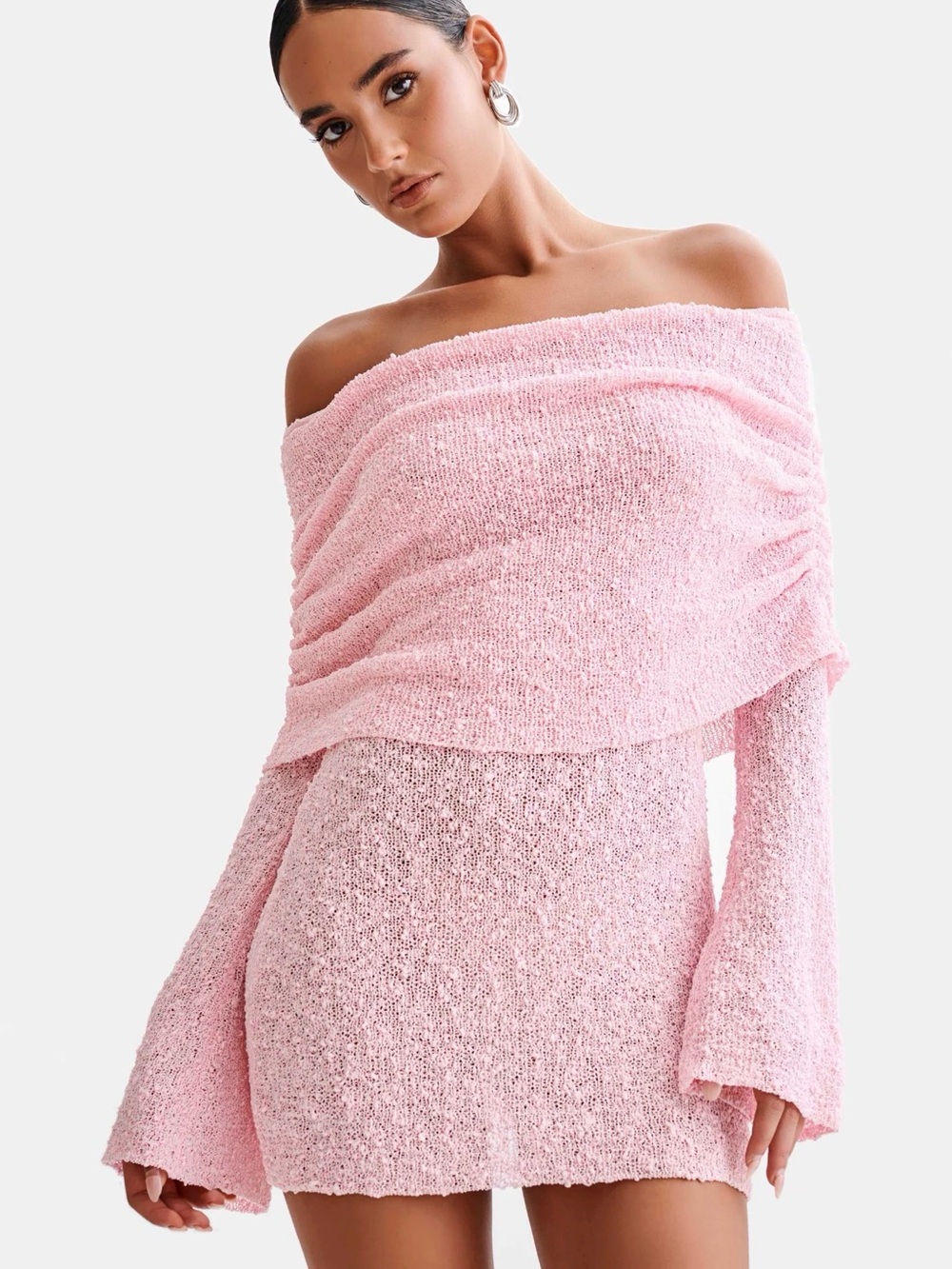 Marisol Off Shoulder Boucle Mini Dress